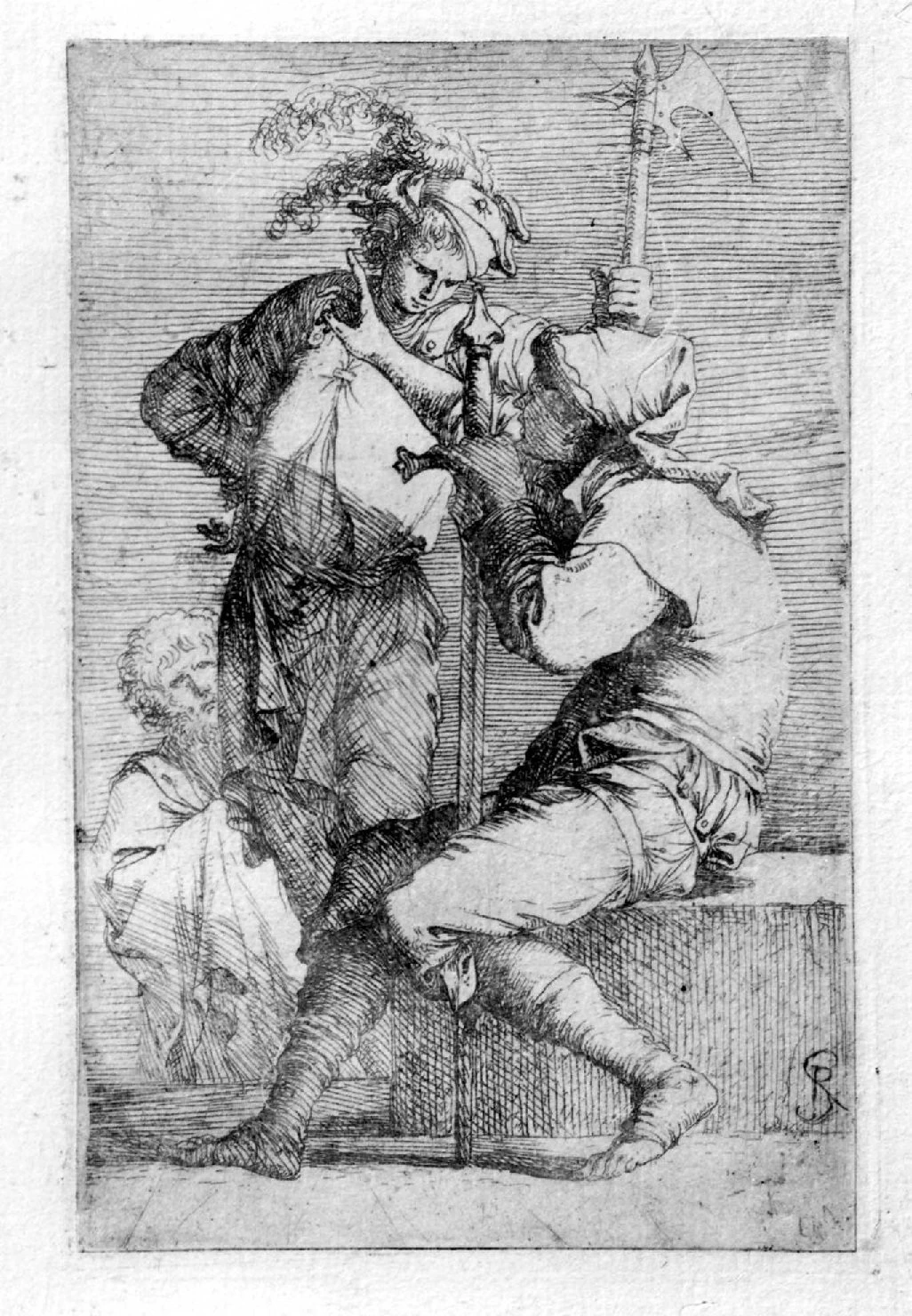 Stampa - Due soldati in conversazione e un vecchio, Musei Civici, Vicenza